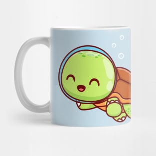 Cute Turtle Astronaut Swimming Cartoon Mug